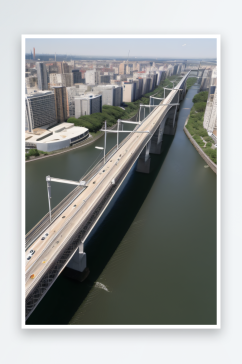 巨型桥梁横跨大江连接城市要道