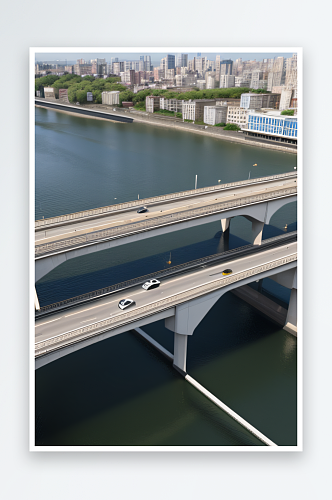 现代化桥梁串联城市车流繁忙