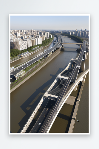 现代化桥梁串联城市车流繁忙