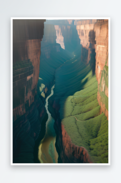 抽象艺术描绘峡谷动感线条色彩绚丽多彩