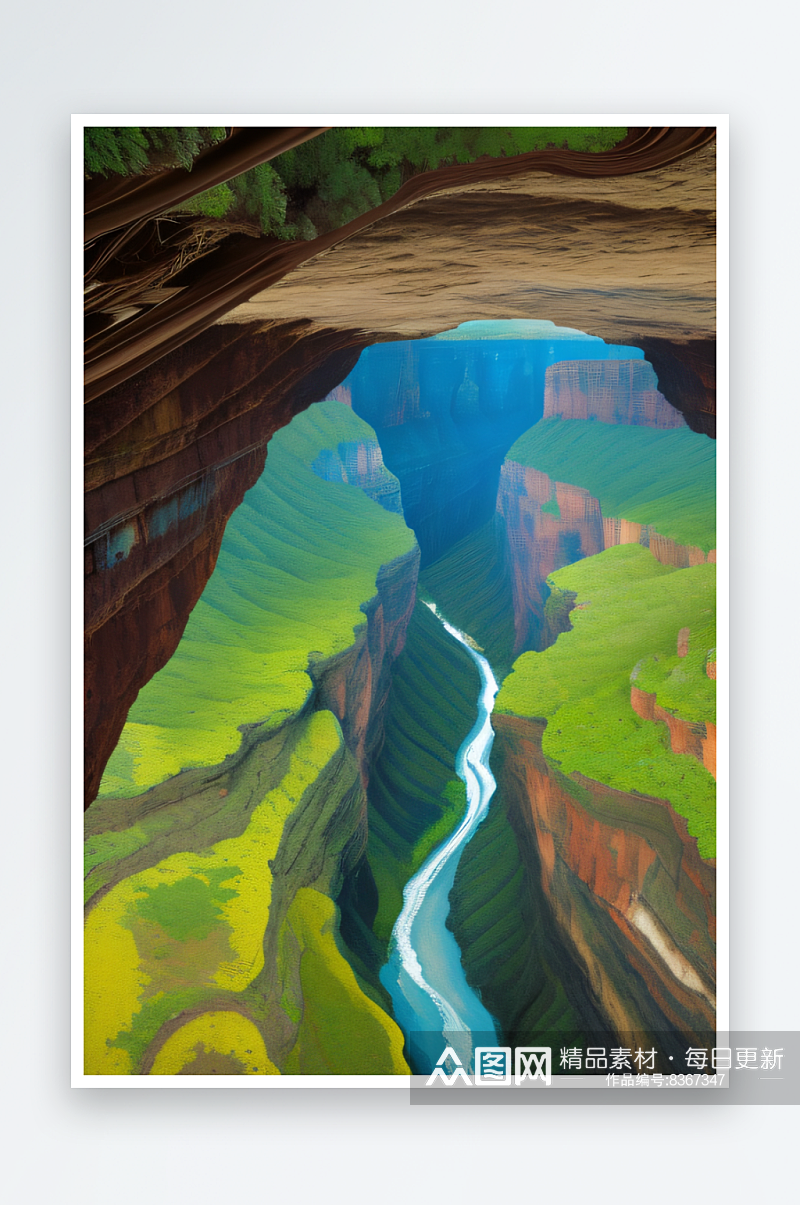 抽象艺术描绘峡谷动感线条色彩绚丽多彩素材
