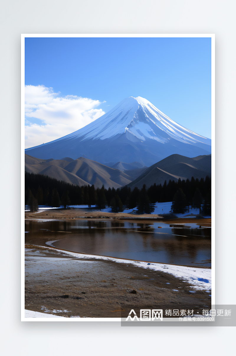 雪山两座神奇山峰的壮丽之旅素材