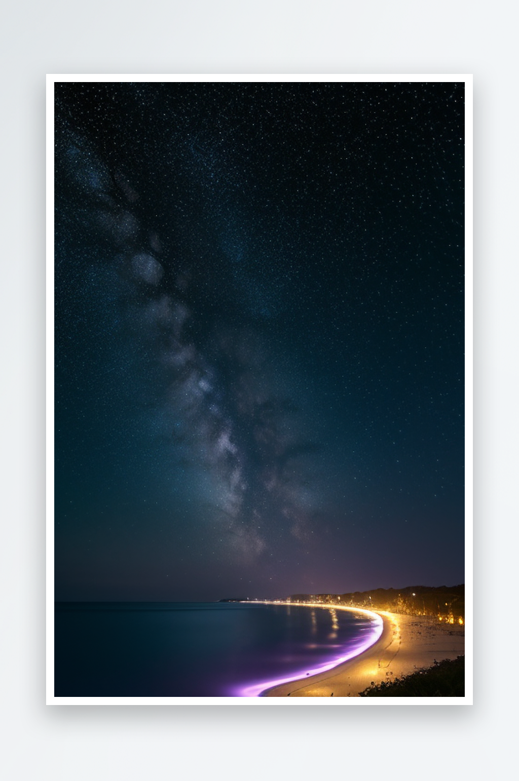 浪漫夜晚的星空与魔法之海素材