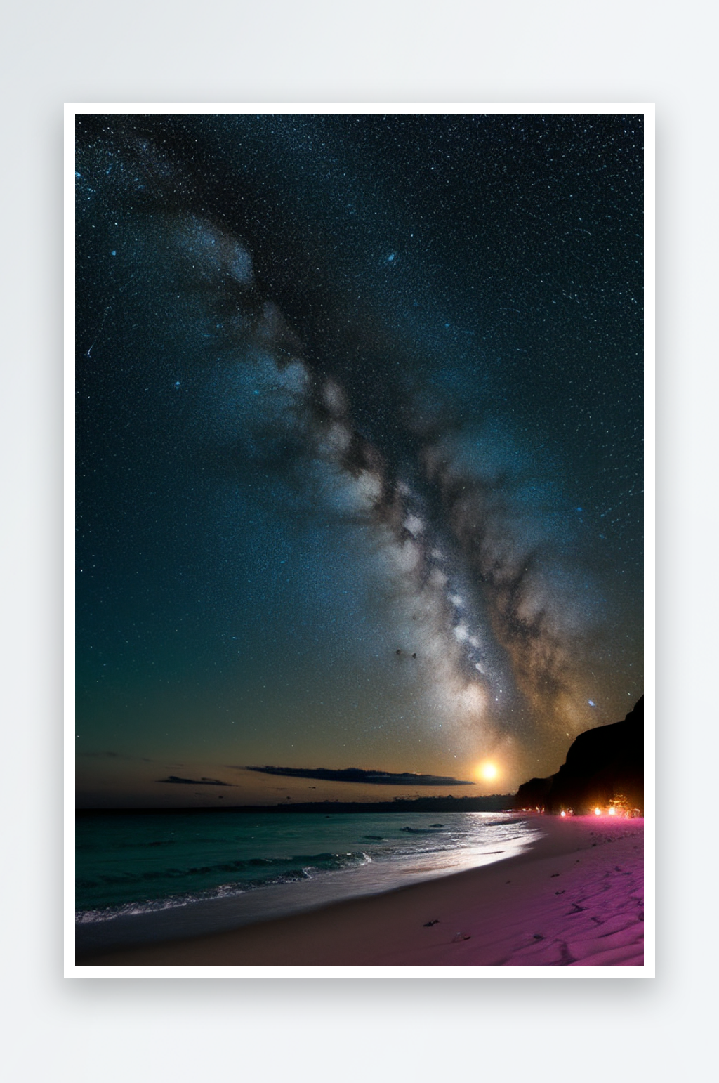 星夜银河银河星光洒满海滩素材