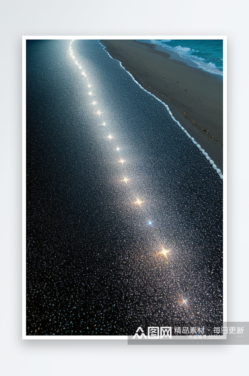 梦幻星光银河新月海滩相遇素材