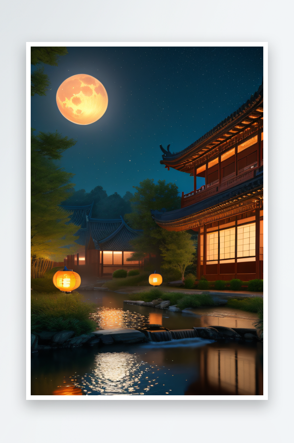 超现实中秋梦幻画面的奇观素材
