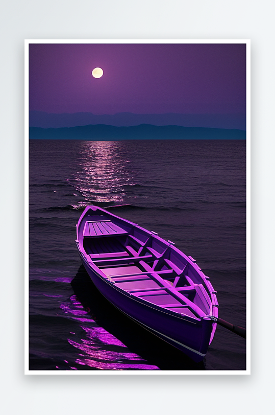 紫色海洋上的独特划艇景象