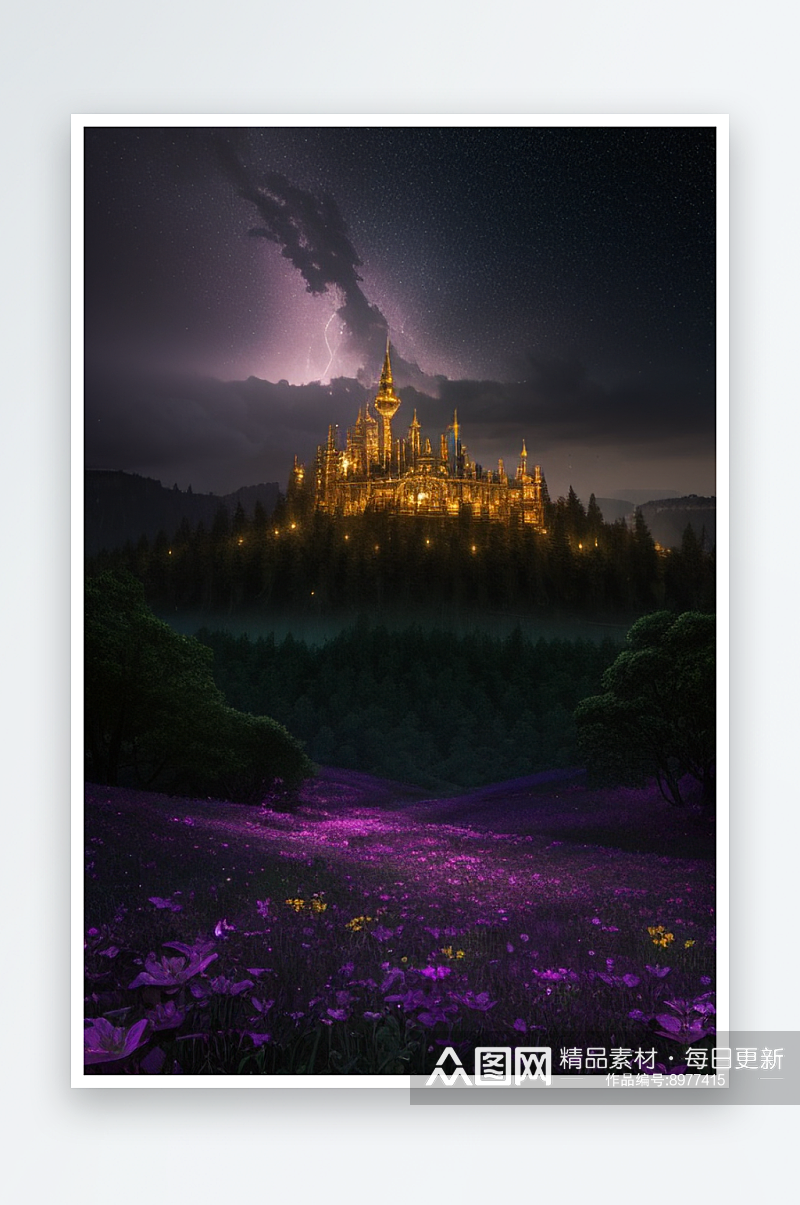 风景摄影水晶宫的华丽雷雨闪电素材