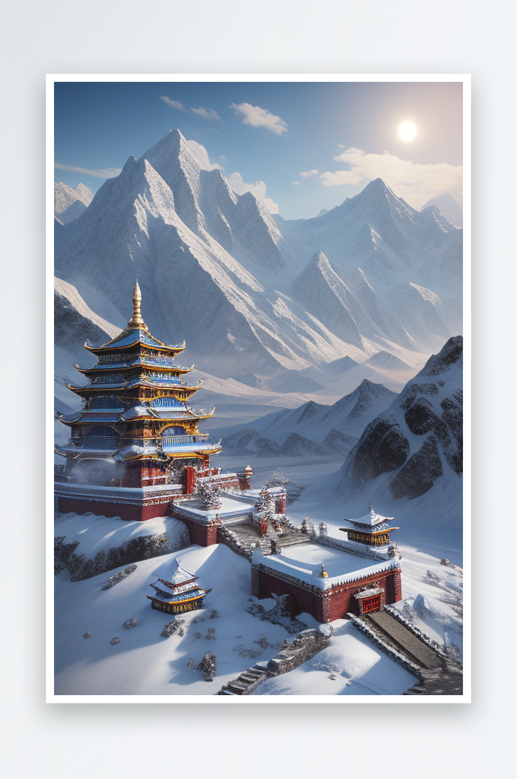 昆仑山雪宫史诗景色素材