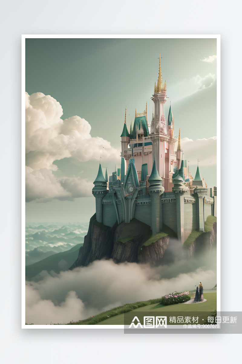 云上童话CG哑光画中的迪士尼花园素材