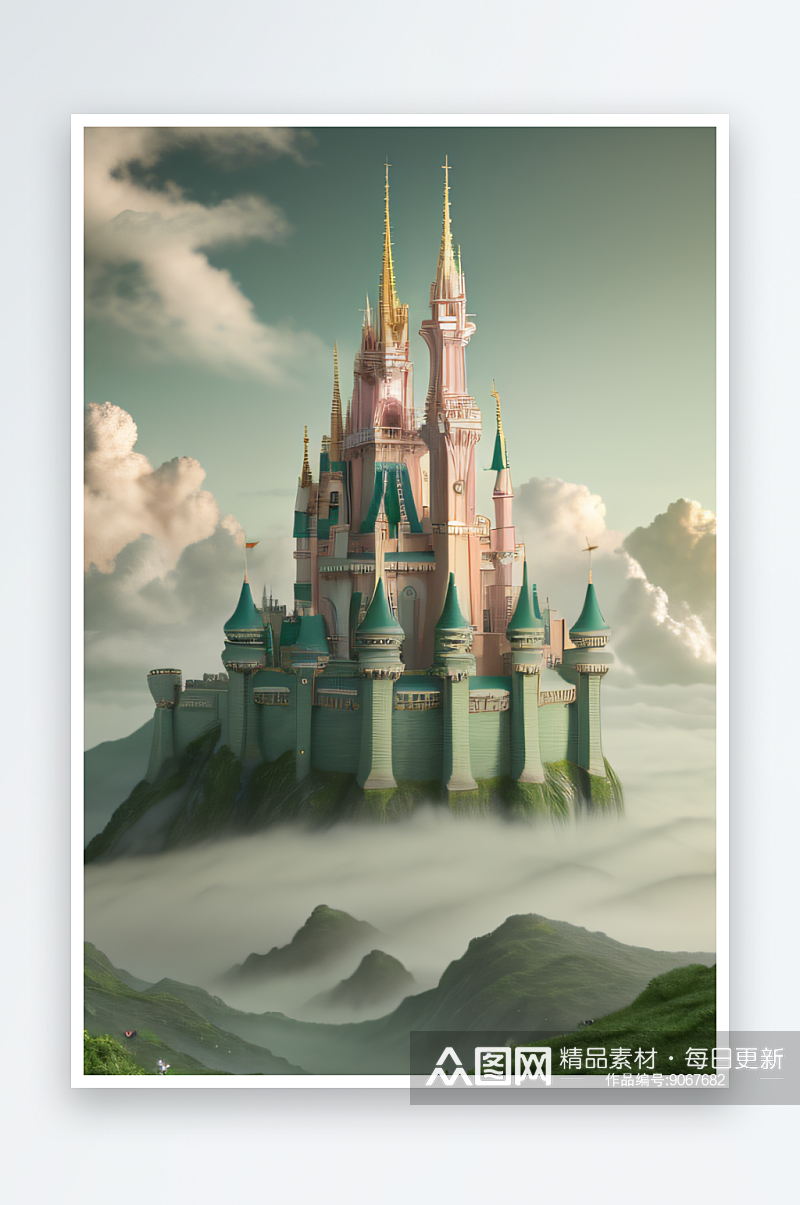 云上童话CG哑光画中的迪士尼花园素材