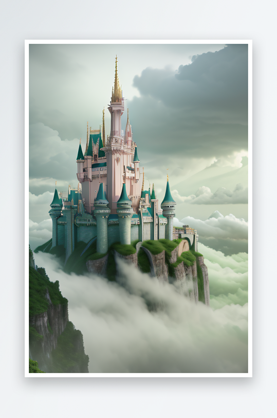 花海仙境迪士尼城堡上的梦幻绿洲