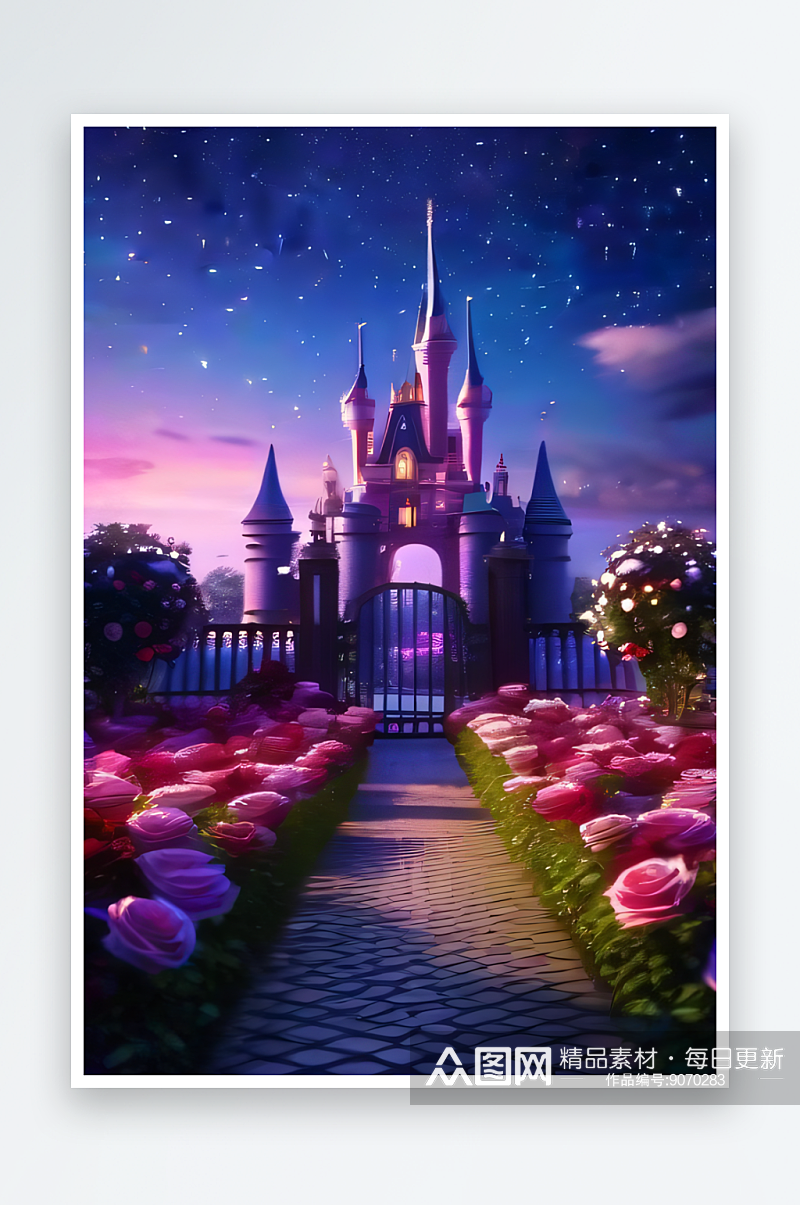 玫瑰花园紫罗兰梦幻城堡素材