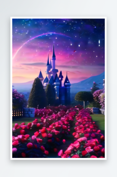 紫罗兰梦幻城堡与缤纷玫瑰