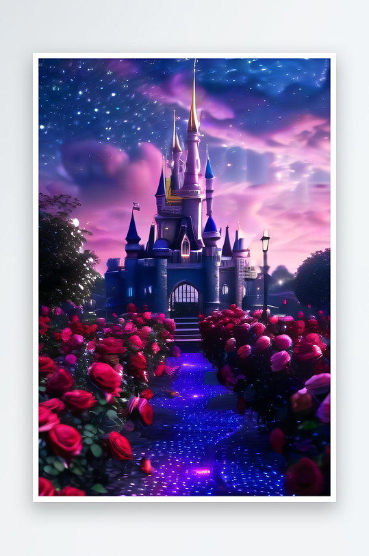 紫罗兰梦幻城堡与缤纷玫瑰