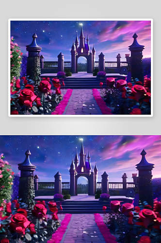 星空浪漫绚丽玫瑰的梦幻城市花园