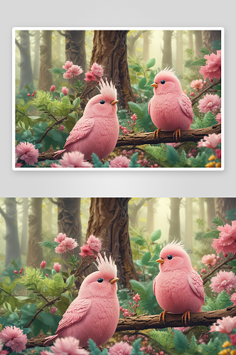 森林奇遇记粉红色鸟儿