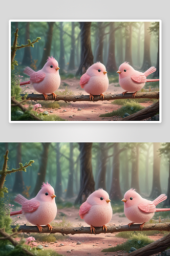 森林奇遇记粉红色鸟儿