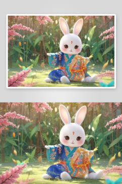 友善冒险拟人化兔子宝宝的奇妙冒险故事