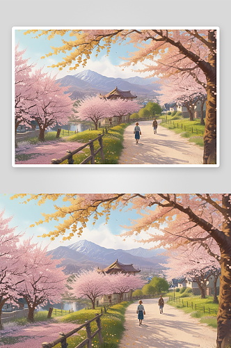 樱花谷村的春天童话般的美丽