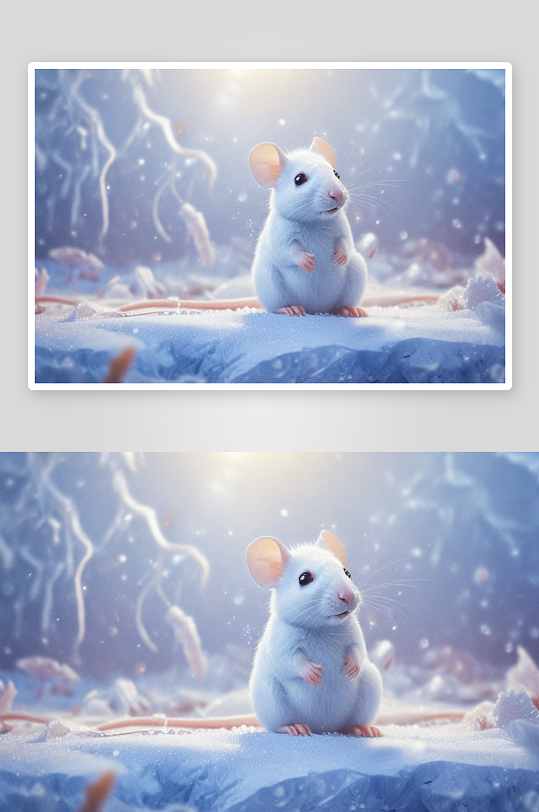 冬季温馨的小老鼠形象