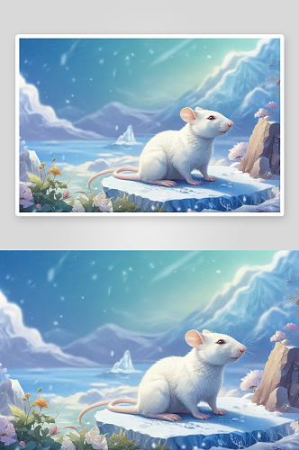 冬季中温馨的小老鼠画面