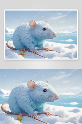 冬季中温馨的小老鼠画面