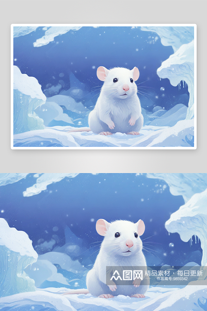 冬季中温馨的小老鼠画面素材