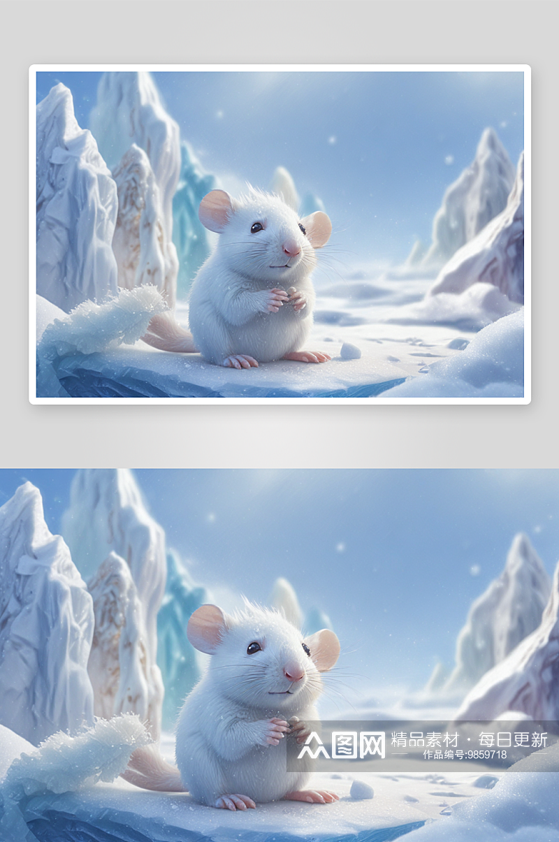 冬季中温馨的小老鼠画面素材