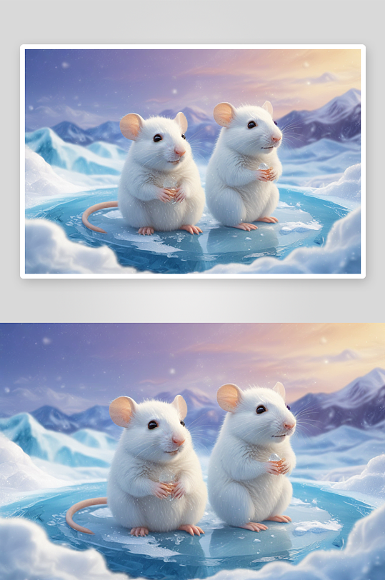 冬季里的可爱小老鼠之温馨形象