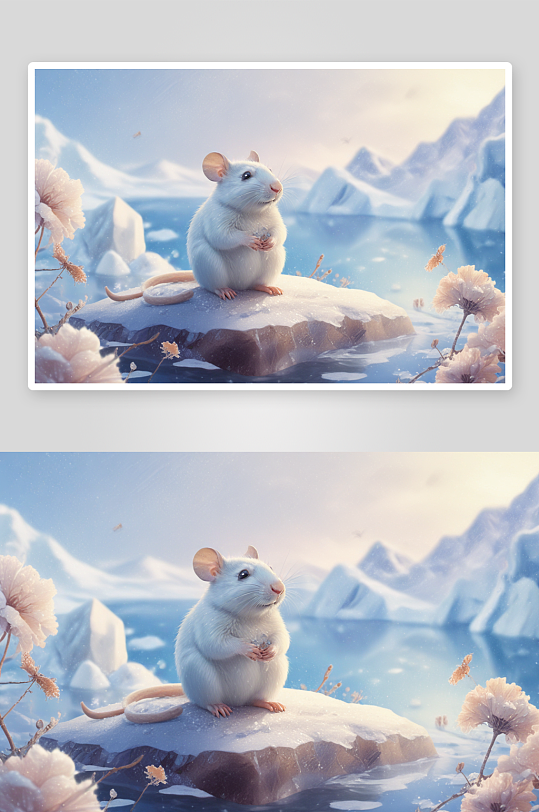 冬季里的可爱小老鼠之温馨形象