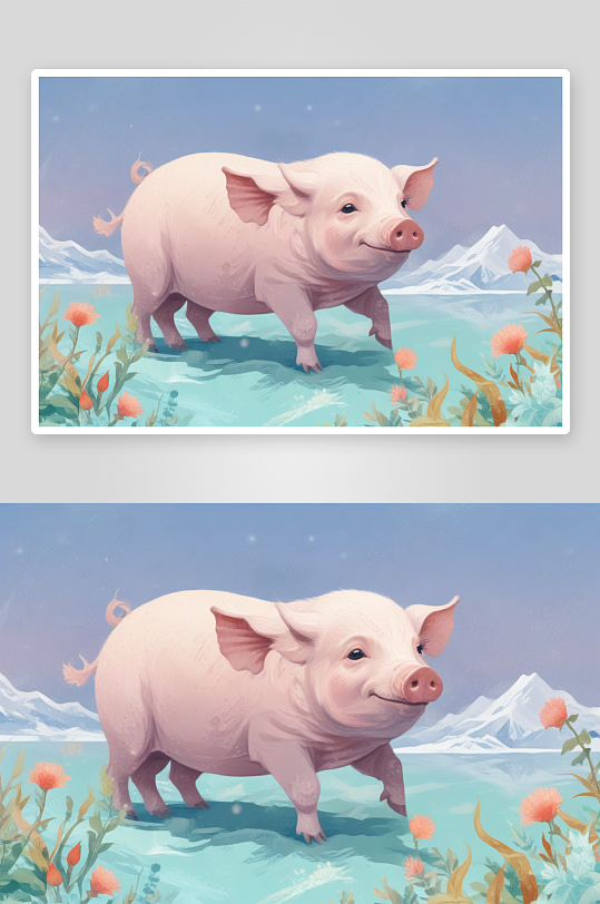 冬季里的温馨小猪之可爱形象