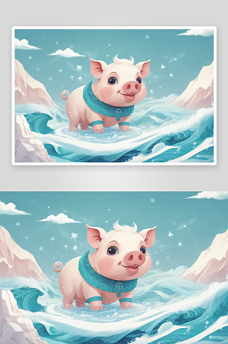 冬季里的温馨小猪之可爱形象
