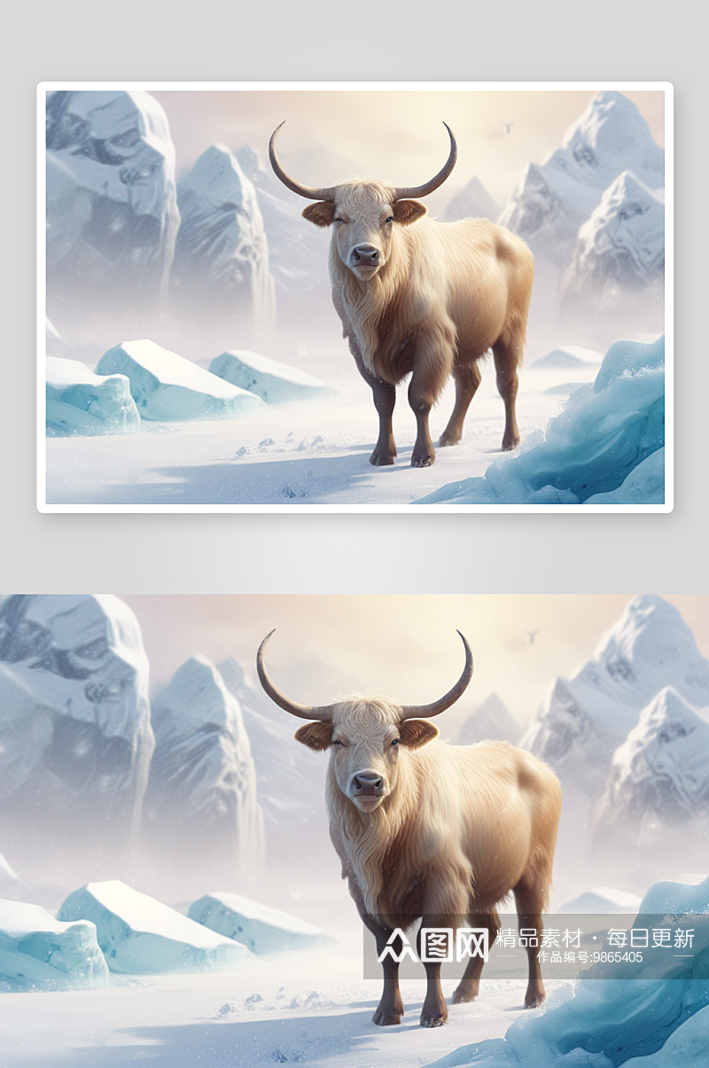 冬季小牛的可爱形态素材