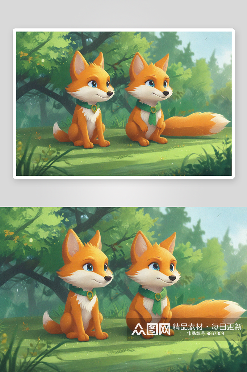 梦幻小狐狸插画展现的美好幻想素材