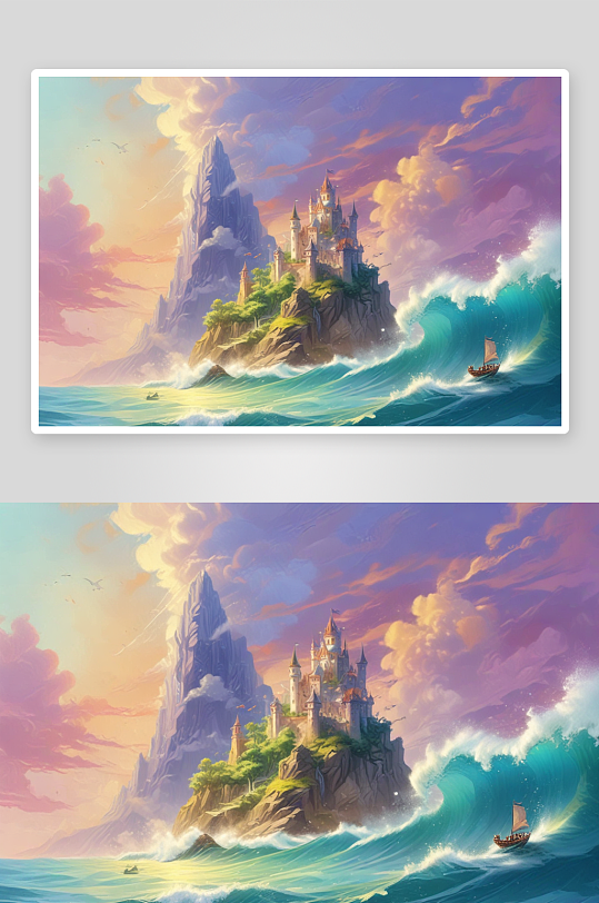 彩云城堡在海洋中展现美景