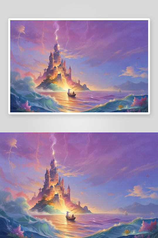 彩云城堡在海洋中展现美景