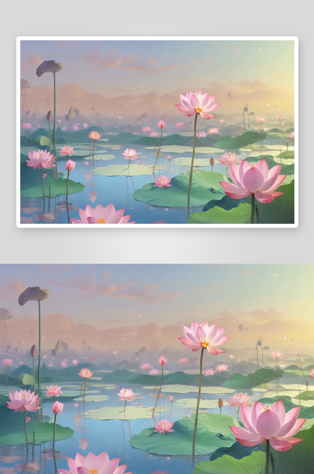 莲花插画的静谧与宁静素材