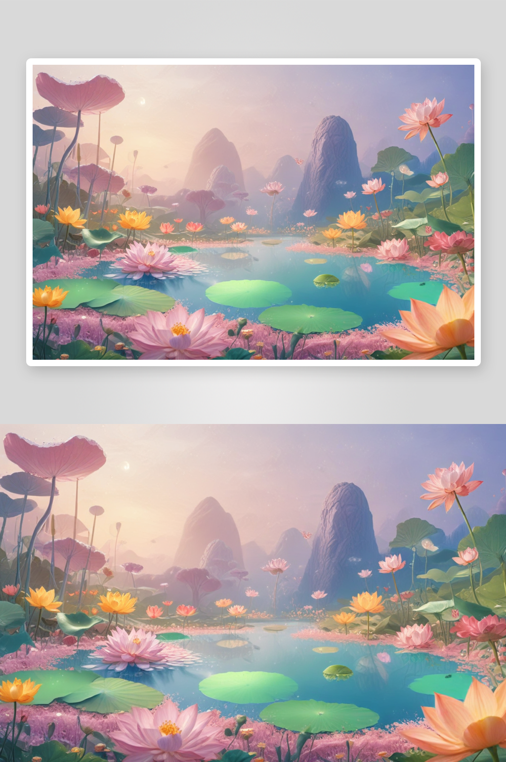 莲花插画的静谧与宁静素材