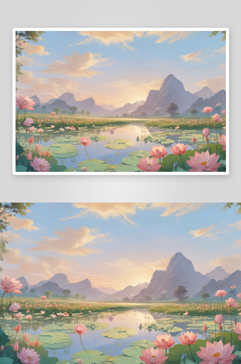 莲花插画的静谧与宁静素材