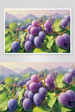 葡萄蔓延葡萄插画的生机之美