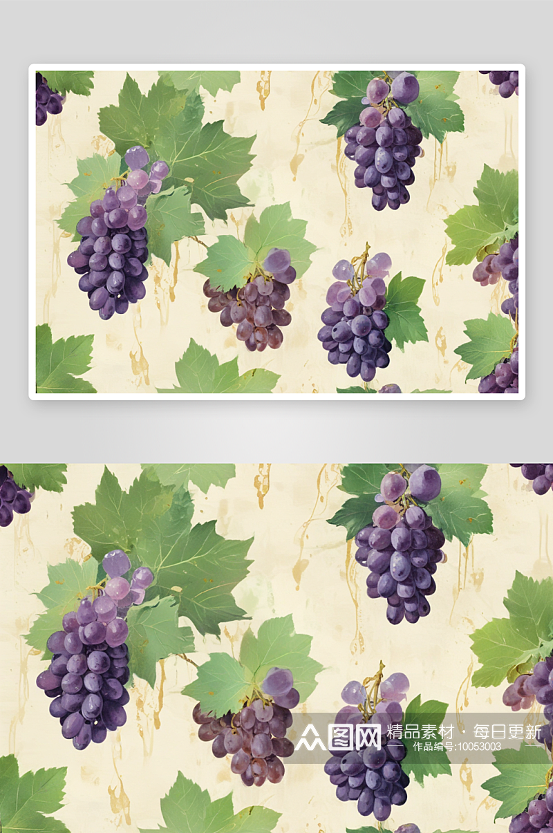 葡萄蔓延葡萄插画的生机之美素材