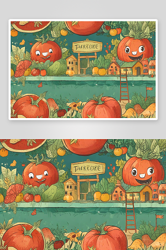 西红柿插画生活中的小幸福呈现在画布上