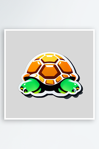 多彩乌龟图案的可爱形象