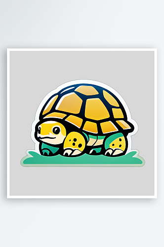 多彩乌龟图案的可爱形象