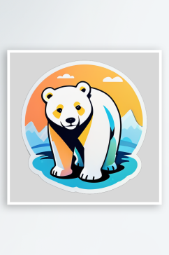 可爱卡通北极熊贴图的线条设计