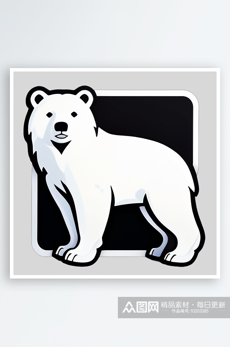 可爱卡通北极熊贴图的线条设计素材