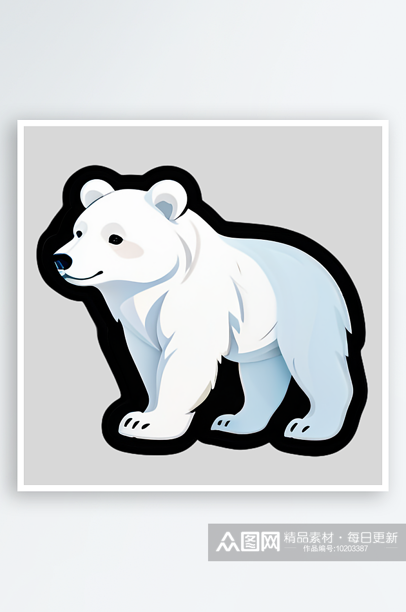 可爱卡通北极熊贴图的线条设计素材