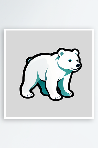 自然生态主题的卡通北极熊