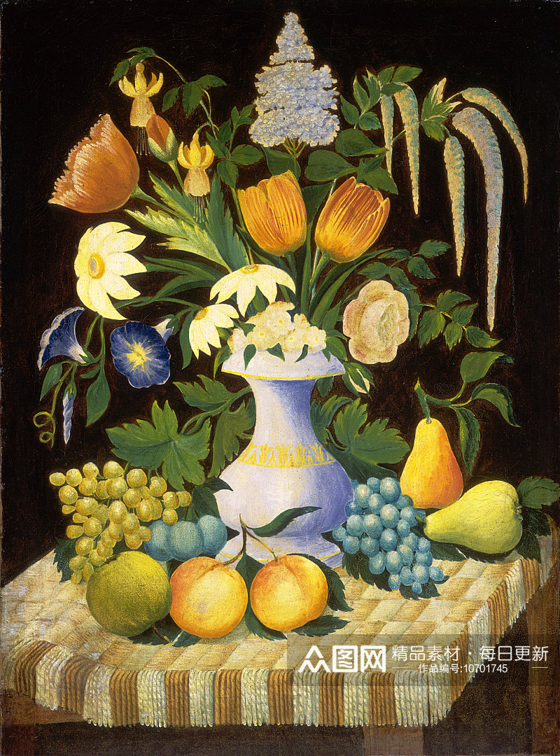 静物瓶子罐子花卉水果油画装饰画素材